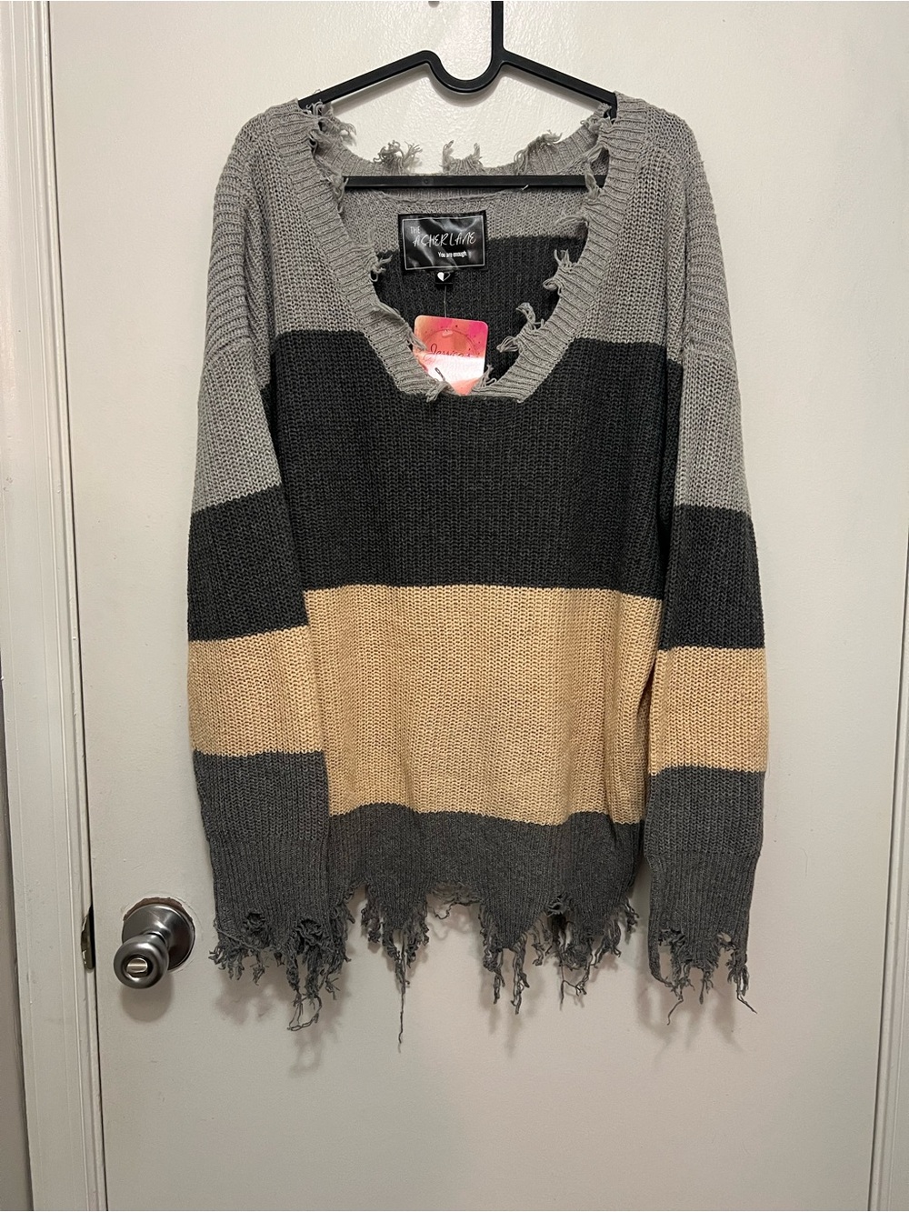 NWT, Asher Lane Distressed Color Block Sweater